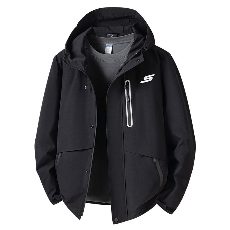 Skechers Men's Jacket 2026 Spring New Casual Hooded Warm Outdoor Water-Repellent Sports Windbreaker