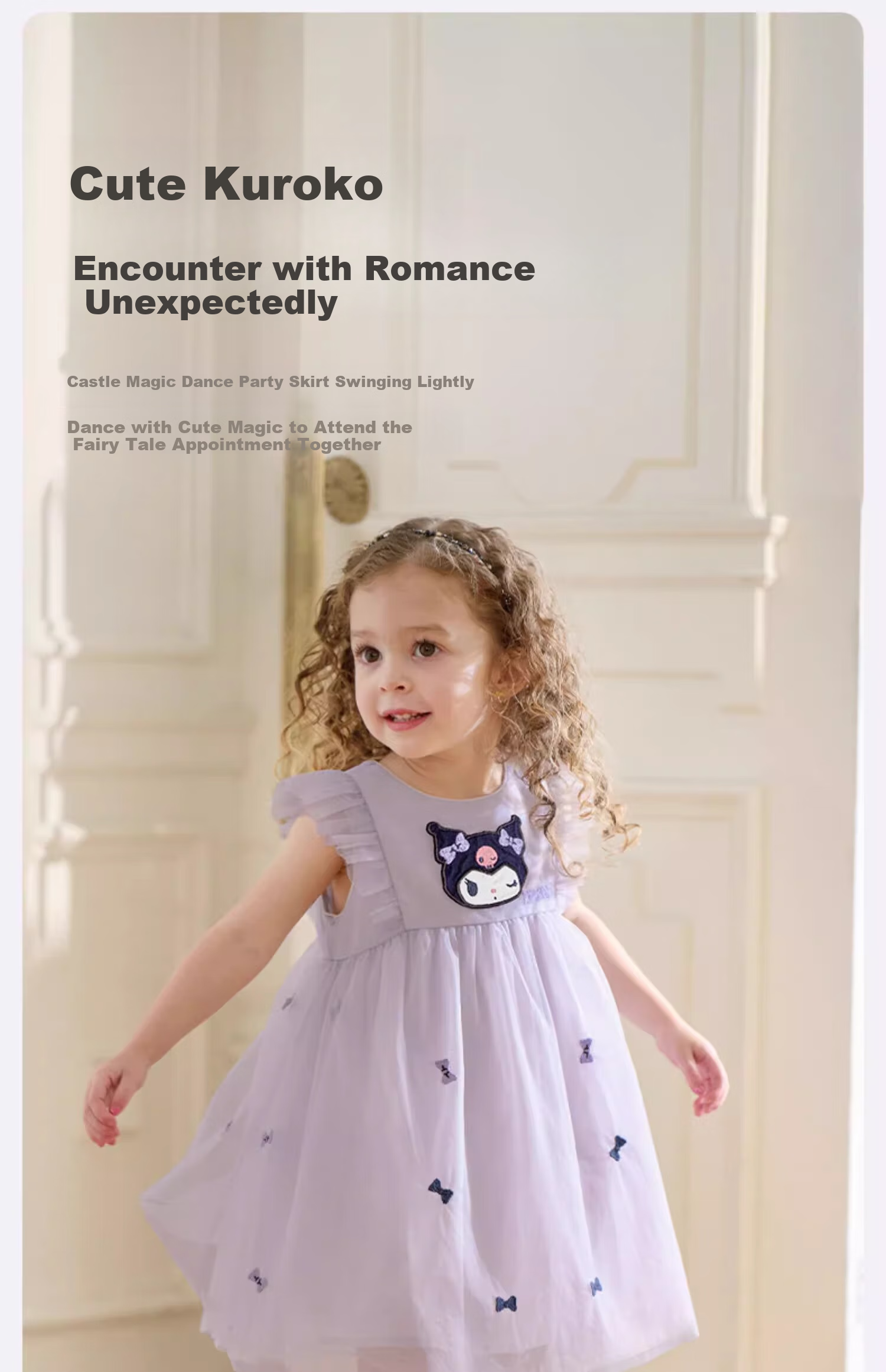 DAVE & BELLA Kuromi Collaboration Girls' Summer Dress, Baby Girl's Tulle Skirt, Children's Stylish Princess Dress 3