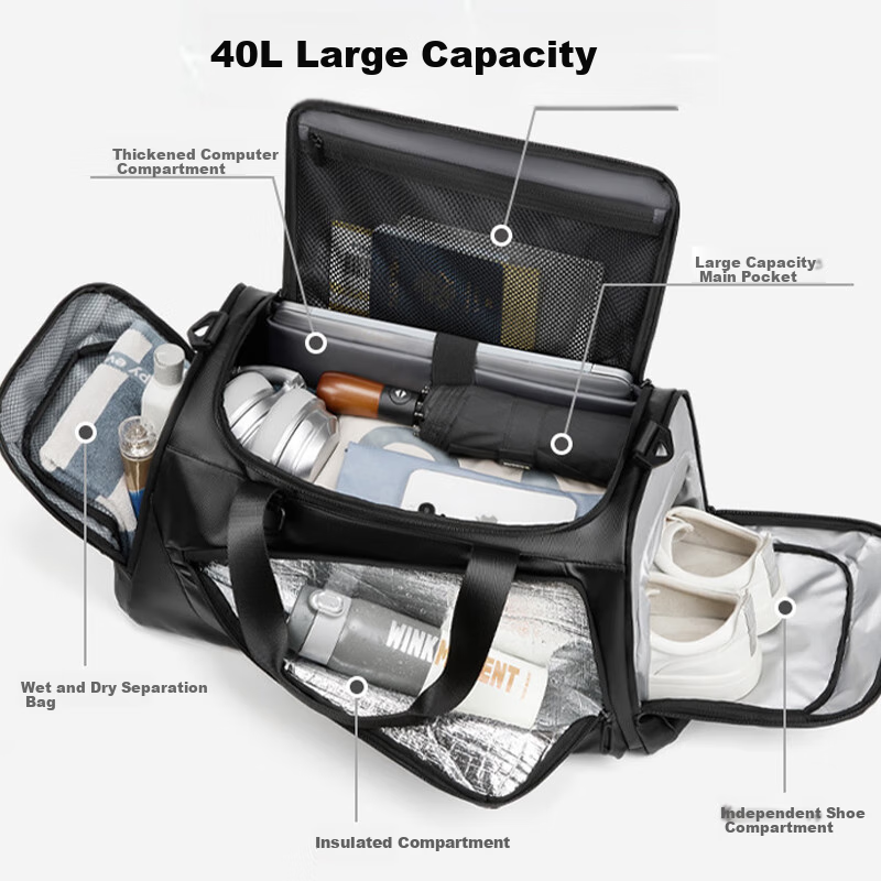 VICTORIATOURIST Multifunctional Travel Bag for Men, Large Capacity Sports Fitness Bag, Handbag with Wet And Dry Separation, Short-Trip Business Trip Backpack