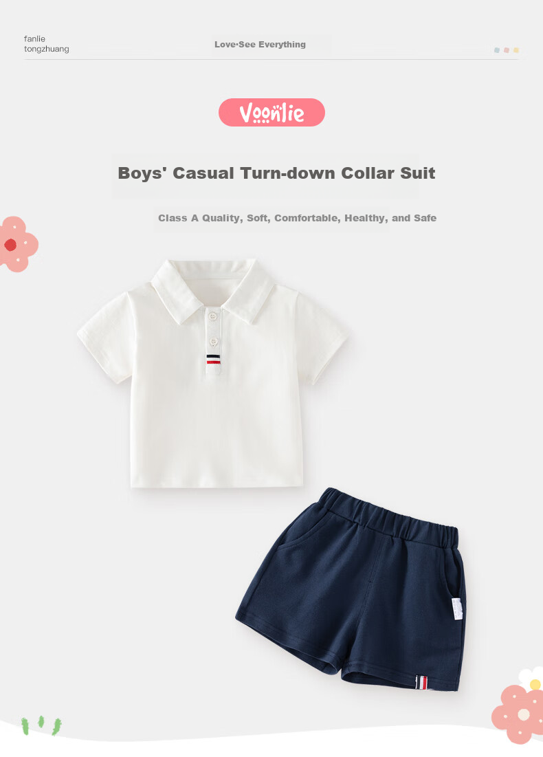 Fanlie Boys Summer Outfit 2025 New Stylish Baby Clothes Children's Sports Polo Two-Piece Set Summer 1