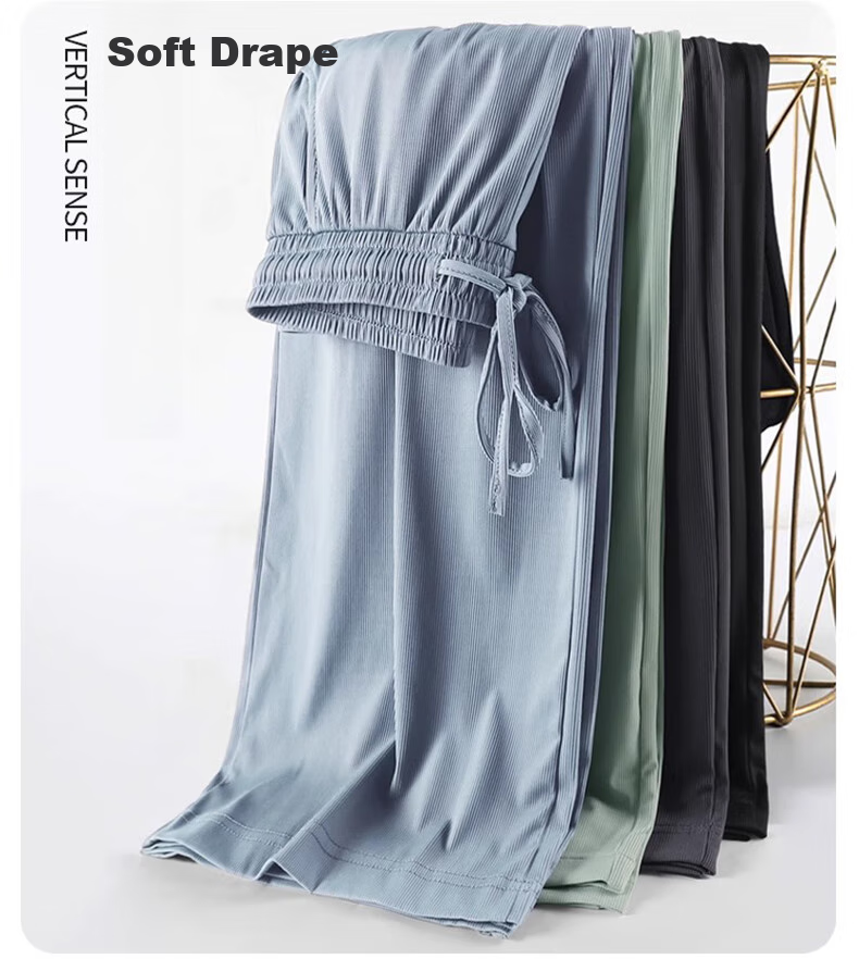 LangSha Ice Silk Cotton Wide-Leg Pants for Women, Spring And Summer Thin Style, Mosquito-Proof, Sun-Protective, Straight-Leg Slimming High-Waist Draping Casual Trousers for Wome 11