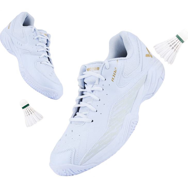 VICTOR Badminton Shoes for Men And Women A102 High-Elasticity Stable Sports Badminton Shoes White And Gold Color Scheme Size 36
