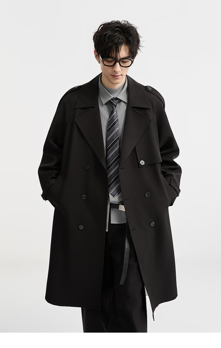 Earl Zuoer 2025 Autumn New Over-the-Knee Long Trench Coat Men's Business Casual Loose High-End Wrinkle-Resistant Non-Iron Overcoat 17
