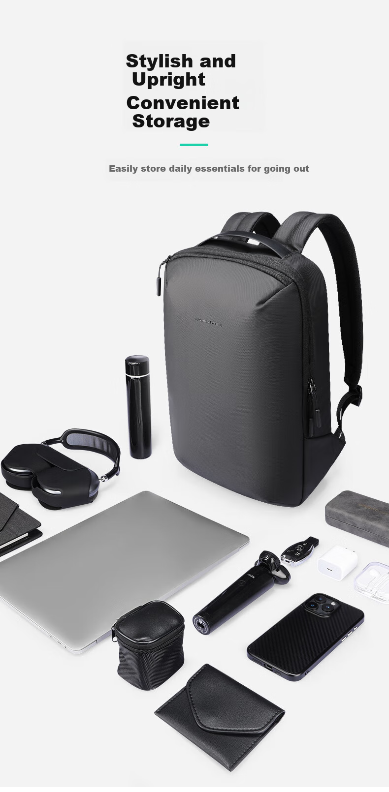 MARK RYDEN Laptop Backpack, Business Travel Bag for Commuting, 15.4-Inch Notebook Backpack, School Bag MR2408 Elegant Black 3