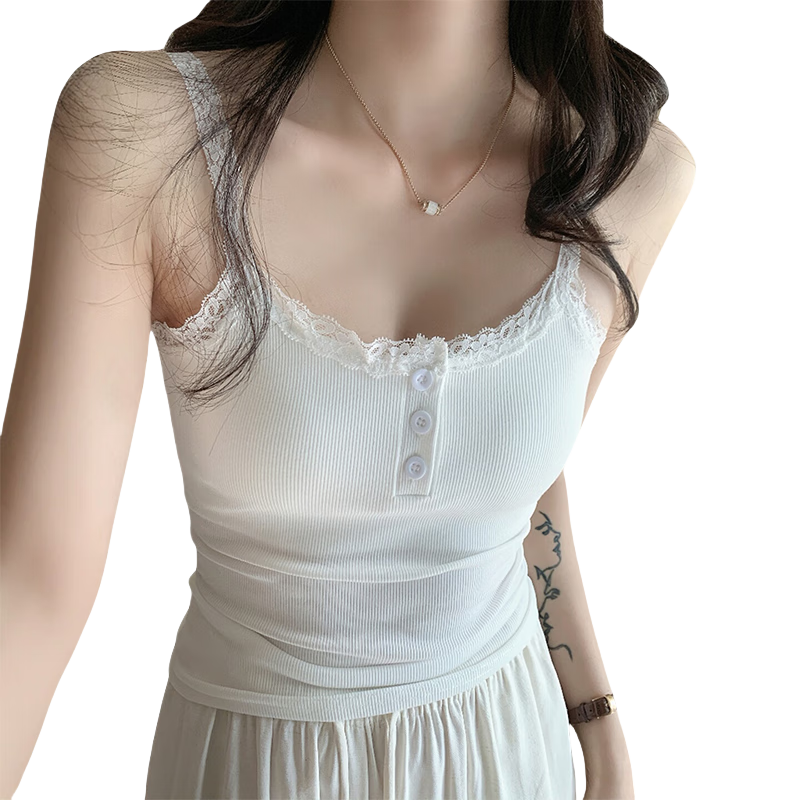 LangSha Lace Camisole Vest with Chest Pad for Women 2025 New Pure Desire Style Slim Fit Beautiful Back Top for Layering and Outerwear