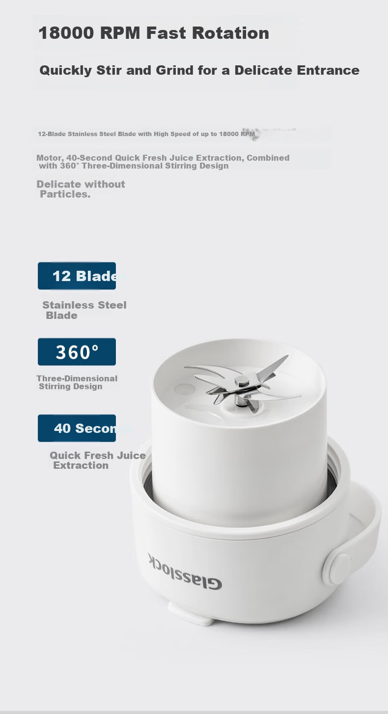 GLASSLOCK Juicer Cup [Double-Layer Hollow Insulation] Fruit And Vegetable Blender Juice Cup Baby Food Processor Small Portable Electric Rechargeable Multifunctional 26-Blade Ice Crusher Blade 6