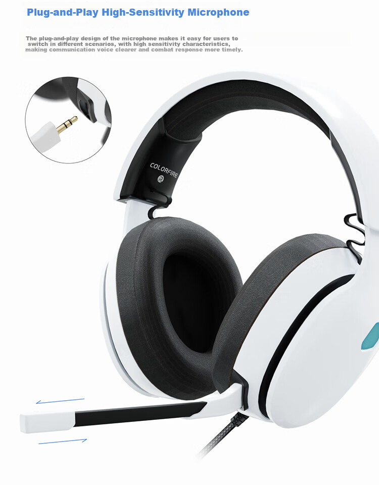 COLORFIRE Rainbow Computer Headphones Over-Ear Wired Gaming Headset USB Esports Headset with Mic and Inline Control for PUBG Delta Operation CS Valorant S2 Black 4