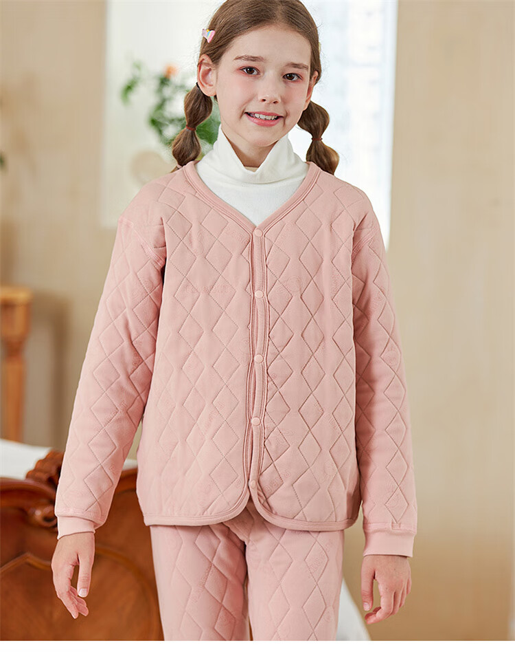Dingguagua Children's Thermal Underwear Top Boys School Uniform Autumn Winter Girls Inner Wear Fleece Thickened Cotton Jacket 3