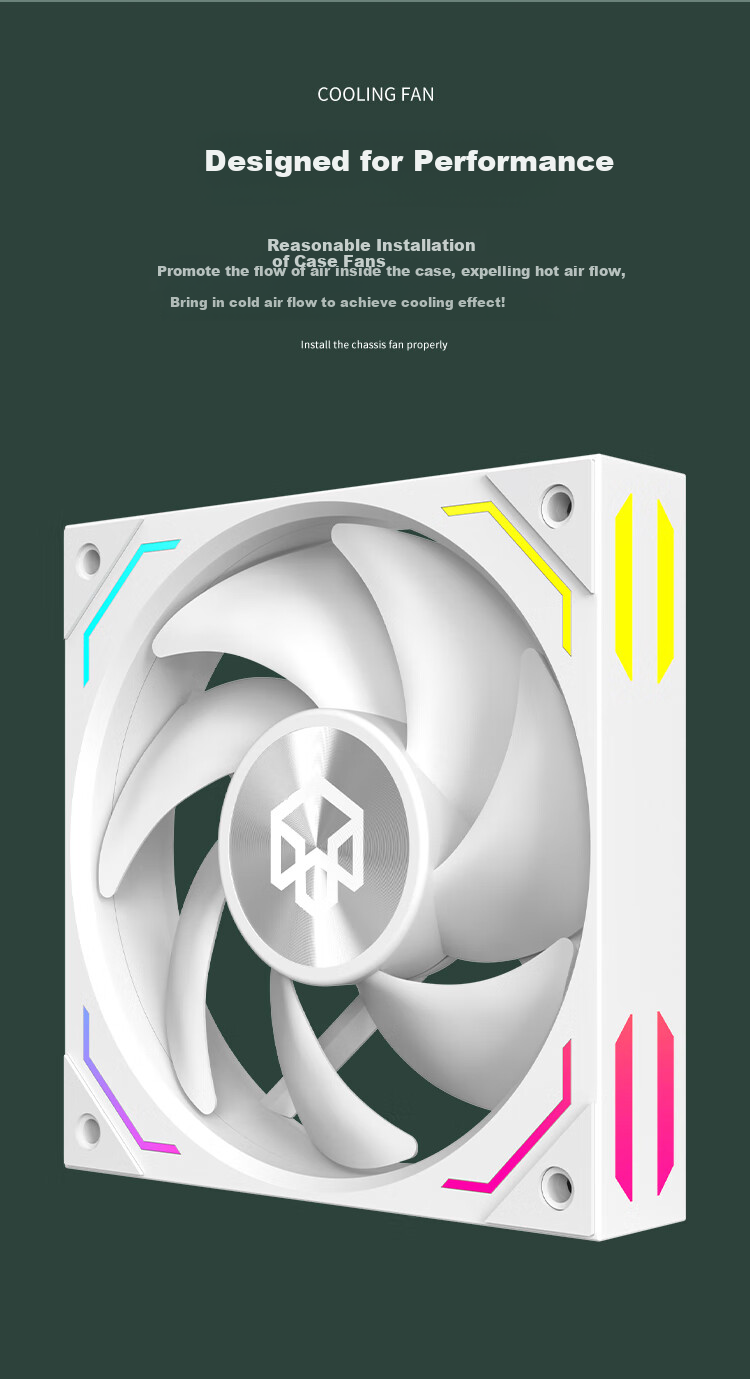 PADO Jidongli X1 High-Performance/Black Reverse Case Fan Cooler/PWM Intelligent Temperature Control/ARGB Light Synchronization/Low Noise 12cm 6