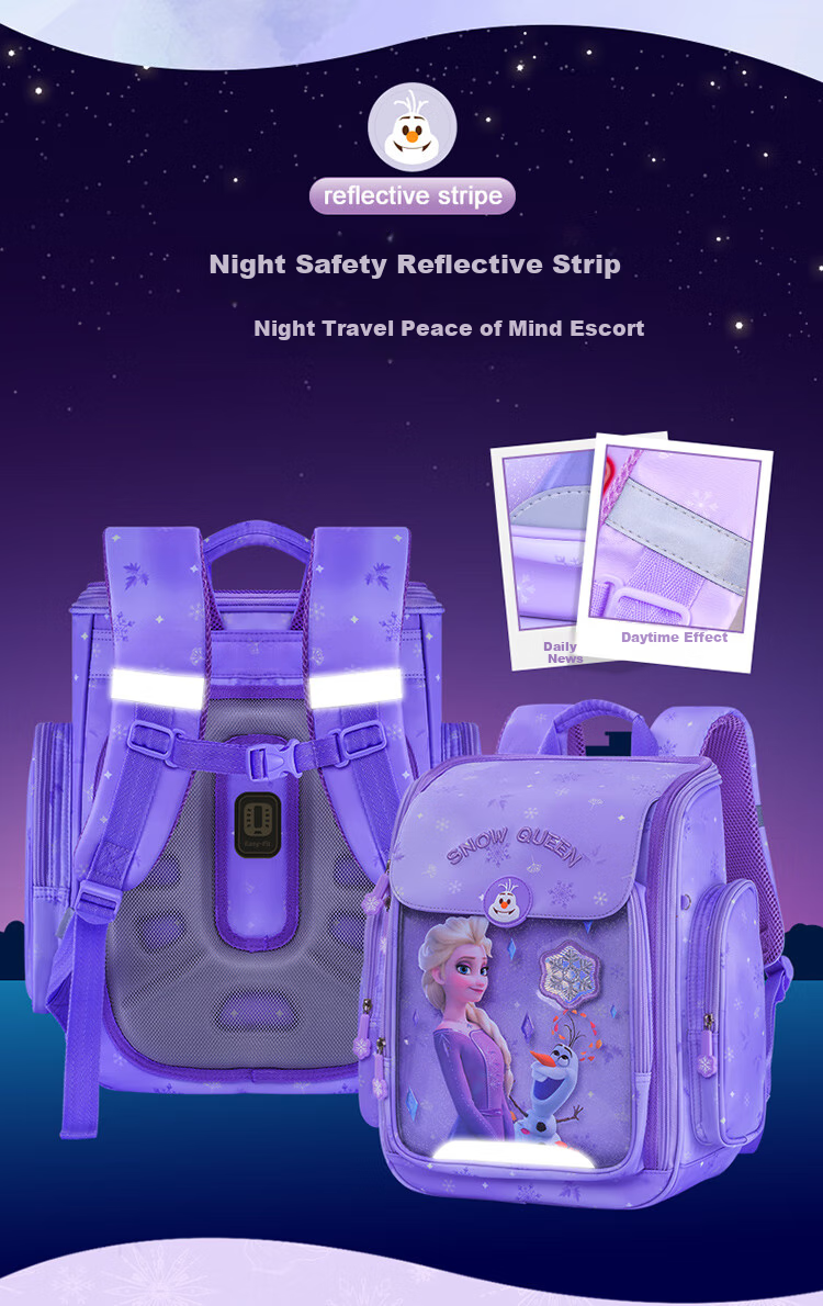 Disney Backpack for Primary School Students Grades 1-3, Spine-Protecting, Load-Reducing, Stylish Children's Backpack, Birthday Gift, Elsa Princess Gift Box 10