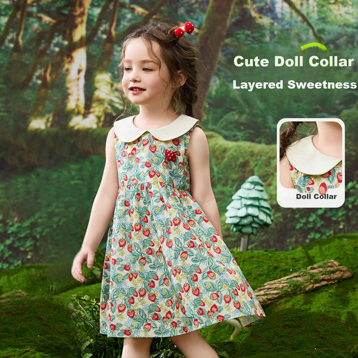 ASK JUNIOR Baby Girl Summer Dress with Peter Pan Collar, Sleeveless Sundress for Children's Vacation And Princess Dress 3