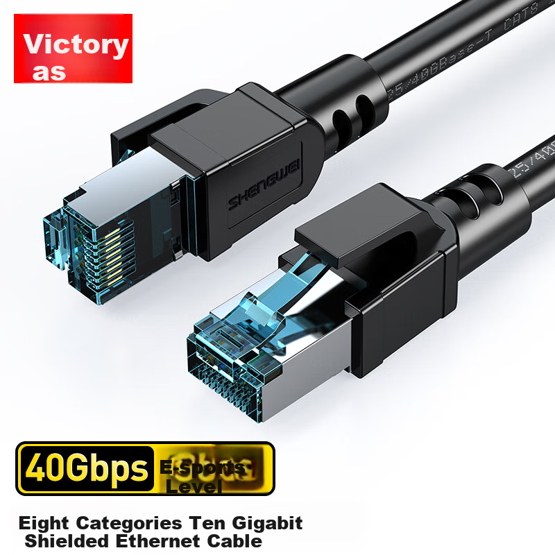 Сетевой кабель Shengwei CAT8 Gigabit Ethernet, 1 метр, черный