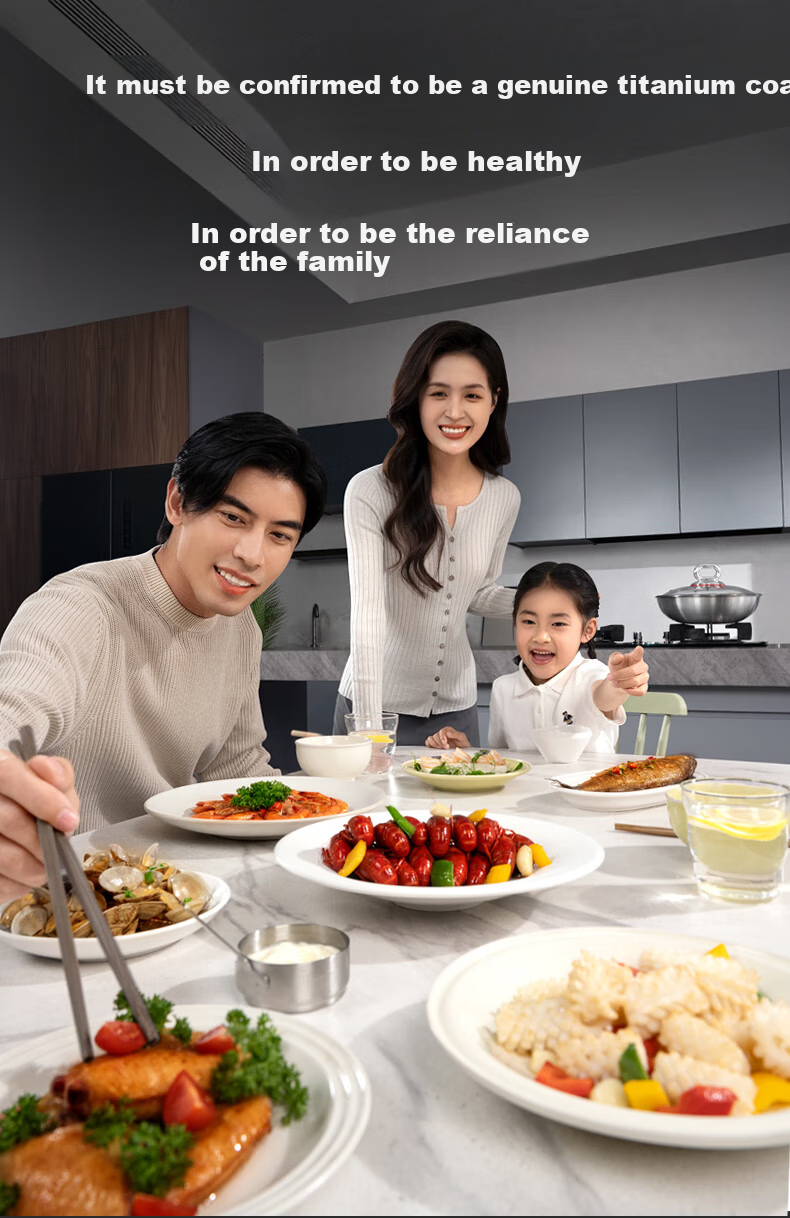 KBH Non-Stick Frying Pan, Skillet, Wok, Pure Titanium, No Coating, Antibacterial, 316L Stainless Steel, Uncoated 13