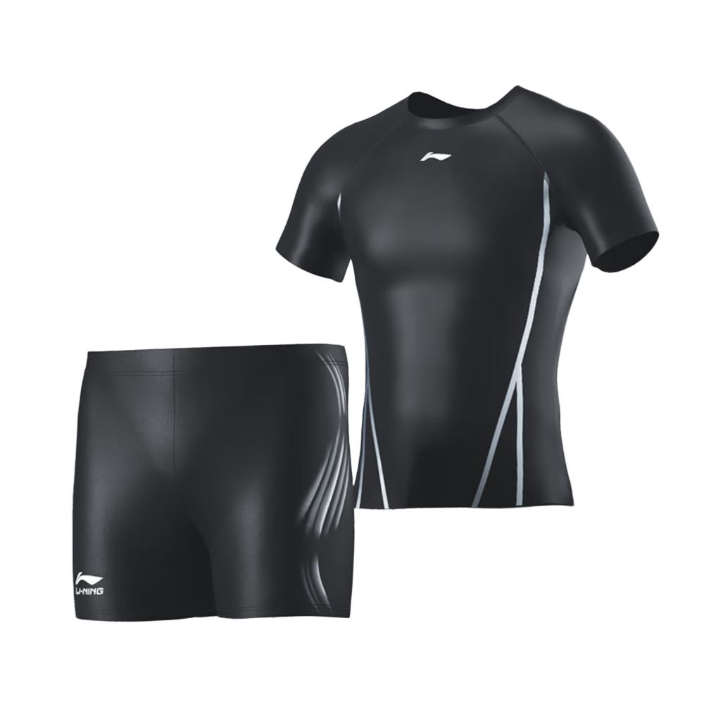 LI-NING Men's Swim Trunks Two-Piece Set 315 Five-Point XXL Comfortable High Elasticity Swimwear for Training Surfing Hot Springs