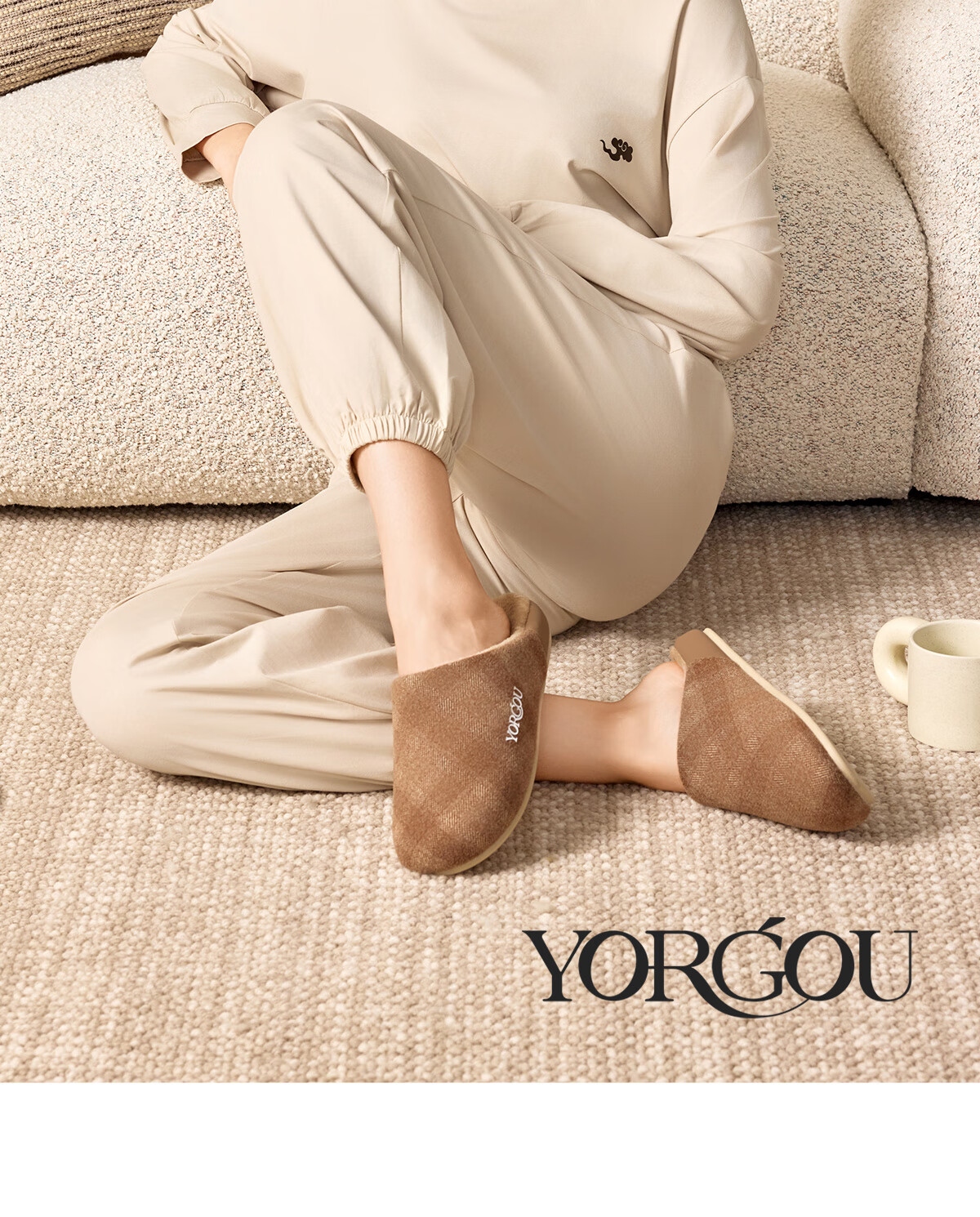 Yuangang Plaid Cotton Slippers for Women And Men, Winter Indoor Warm Slippers, Hazelnut Color, Size 36-37 [Suitable for Feet Size 35-36] 1