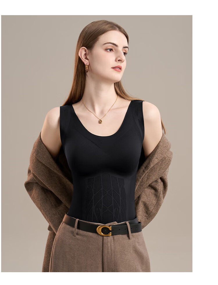GRACEWELL Seamless Thermal Vest for Women with Chest Pad, Shaping, Tummy Control, Waist Slimming, Autumn Winter Fleece-Lined Shapewear Top 12