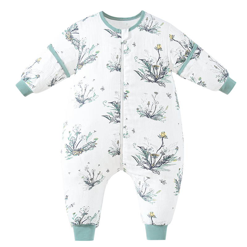 Nanjiren Baby Toddler Split-Leg Sleeping Bag Spring Autumn Bamboo Cotton Front 6 Back 4 Gauze Anti-Kick Quilt Pajamas Size 120