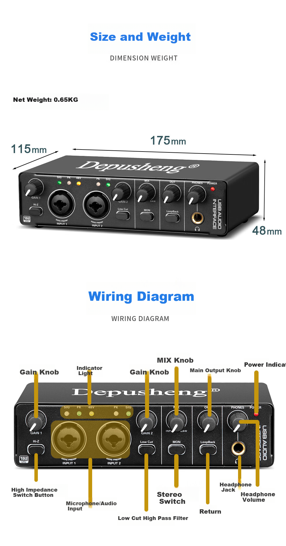 Depusheng Mobile Phone And Computer Live Streaming Sound Card USB High-Definition Recording Professional Post-Production Voiceover Audio Recording Music Composition Live Streaming with Audio Book Host Guitar Instrument 48V Power Supply Outdoor MD22 11