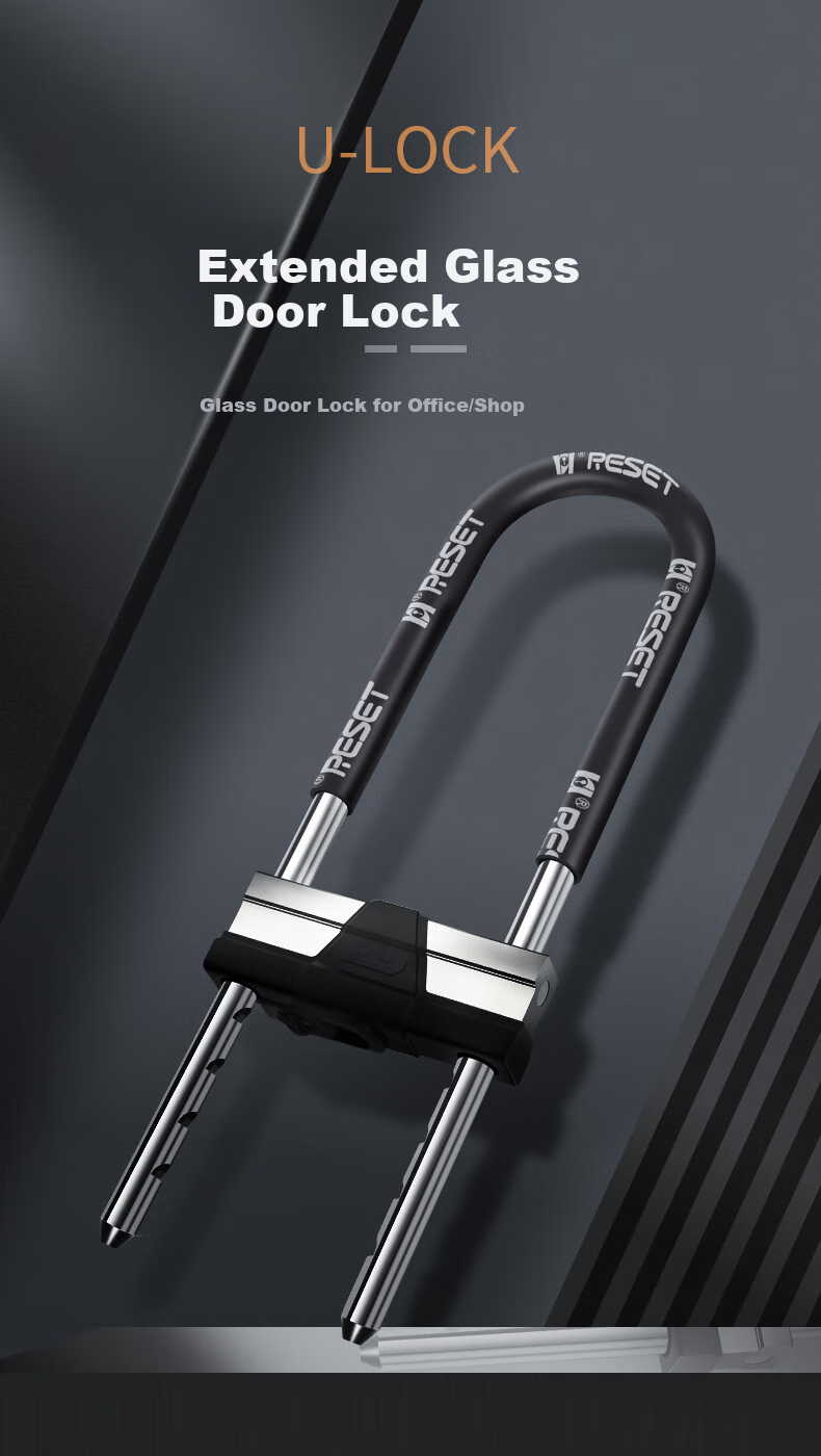 RESET U-Shaped Lock for Glass Doors, Office Doors, Shop Doors, Motorcycle And Electric Bike Locks, 10 Keys, Length 45cm 1