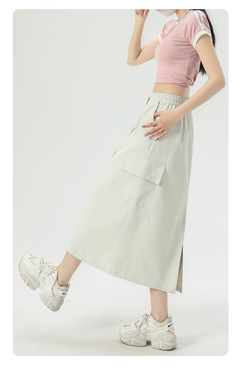 Langsha Women's Workwear High-Waist American Style Versatile Mid-Length A-Line Skirt Summer Casual Commuter Skirt 19