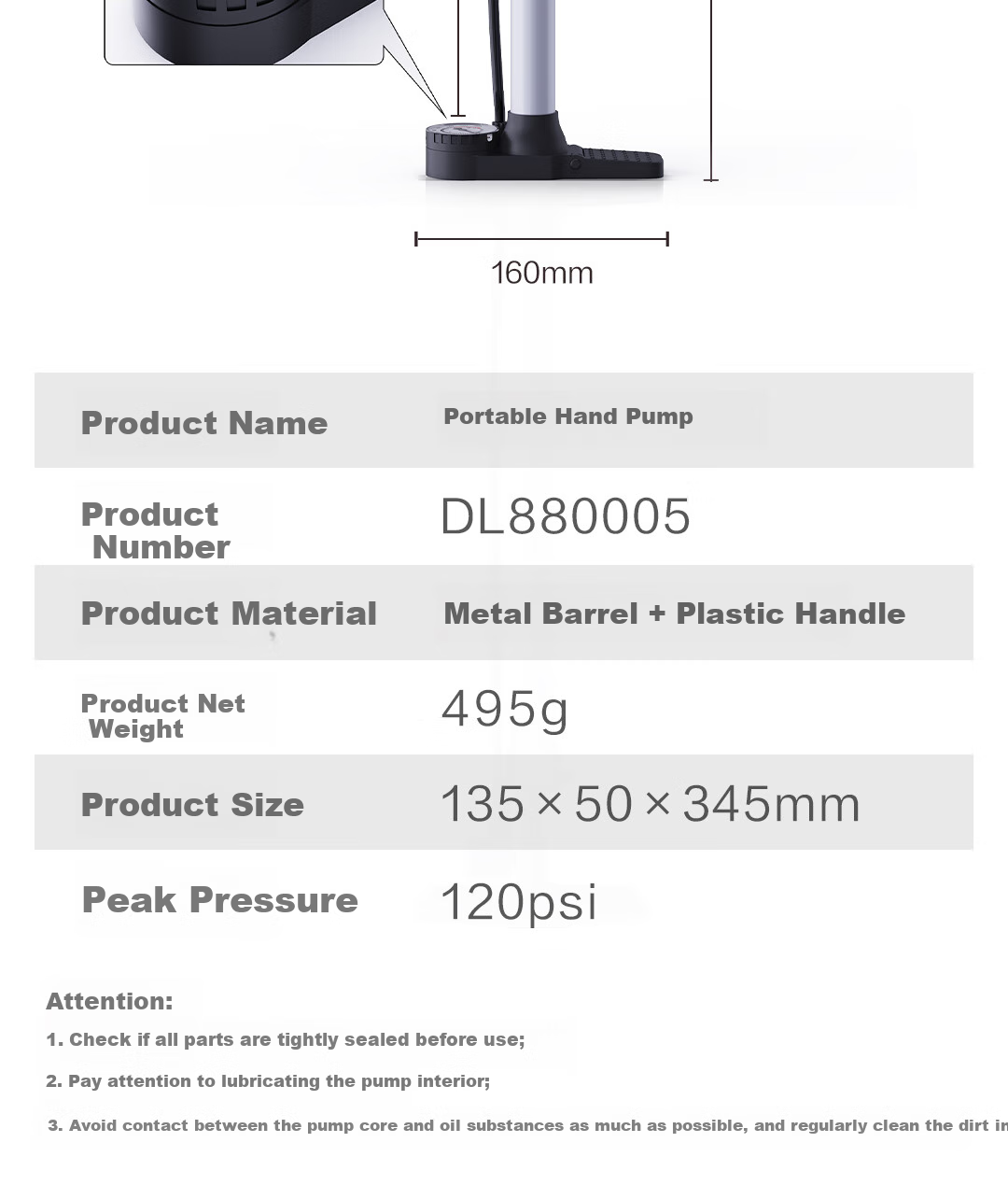 Deli High-Pressure Bicycle Pump Universal Valve for Bike, Motorcycle, Electric Vehicle, Basketball - Black 11
