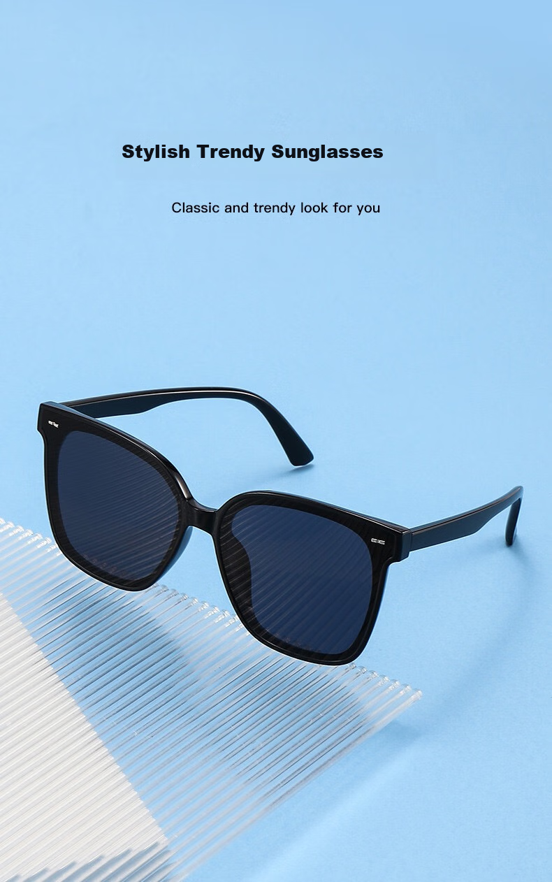 Boshide Sunglasses, Vintage Black Frame with Brown Square Lenses, Face-Slimming, High-End Ins Style, Black Frame with Brown Lenses 1