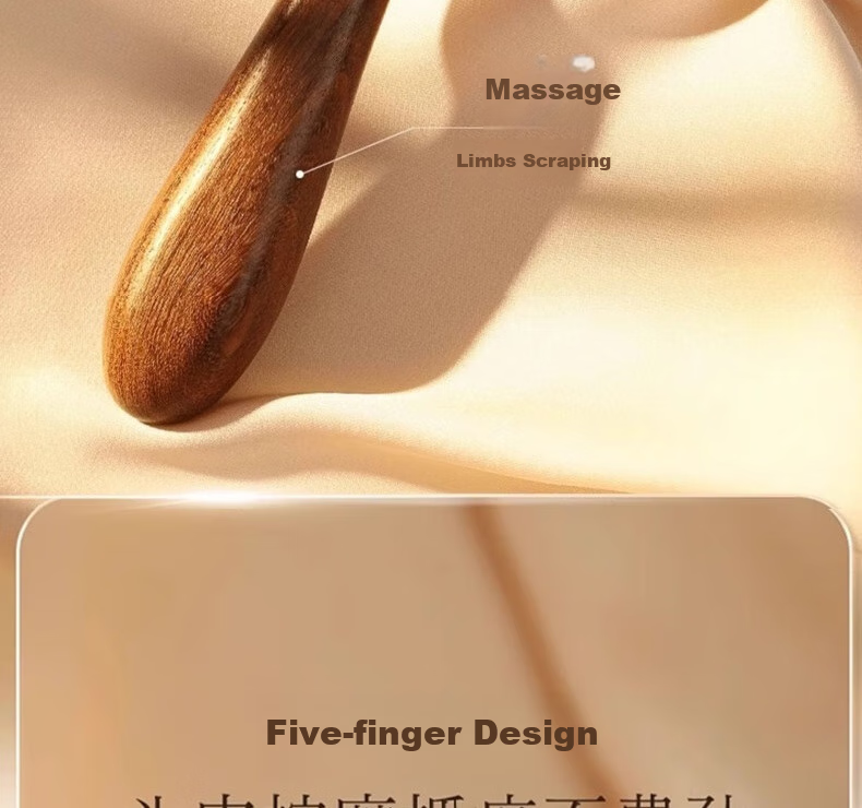 Bingyou Deer Antler Sandalwood Head Meridian Massage Comb, Health Care Scalp Therapy Six-Five Claw Natural Scalp Gua Sha Dredging, 1 Piece 10