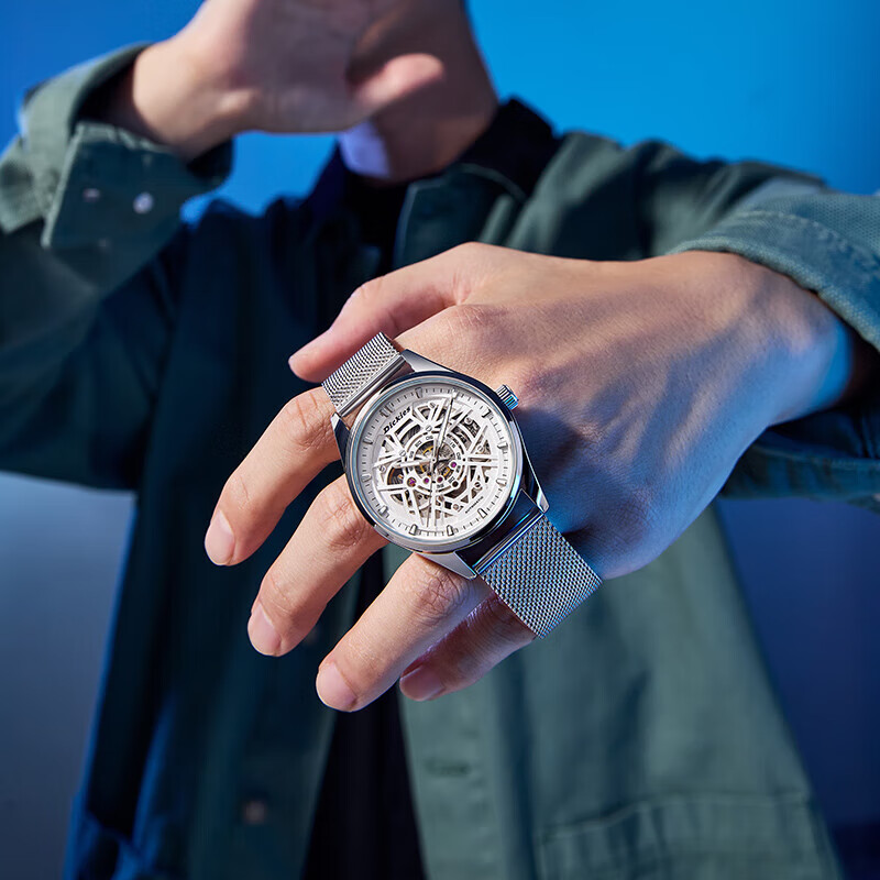Dickies Mechanical Watch for Men, Fully Automatic Skeleton Design, Water-Resistant, Mechanical Movement, Student Gift for Boyfriend, New Model 2026, Gift CL-700 Silver