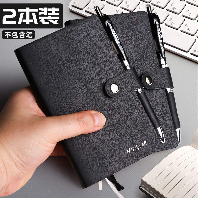 Jinzhi 2 A7 Notebook with Pen Holder, Portable Mini Journal, Pocket-Sized Notebook, Handheld Recorder, Diary, 100 Sheets Per Book
