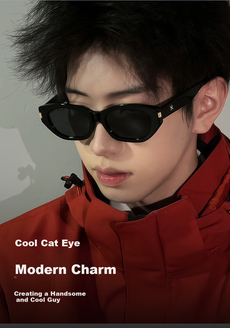 LOHO Polarized Retro Cat-Eye Sunglasses for Women, High-End Driving-Specific Narrow Frame Glasses for Men, UV Protection Sunglasses, Eye-Catching And Protective 2
