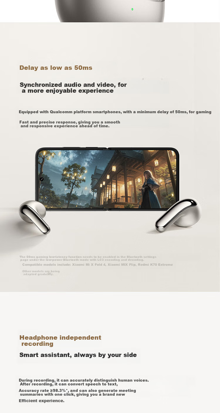 MI Buds 5 [Lei Jun's Choice] Noise-Cancelling Earphones Semi In-Ear Bluetooth Headphones Compatible with Android And Apple Phones (Snow White) 10