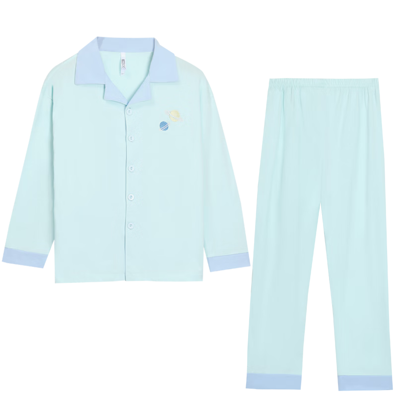 Hodohome Boys' Pajamas, Class A Pure Cotton Home Wear, Colorful Cartoon Long-Sleeve Cardigan Set for Boys, 503 140