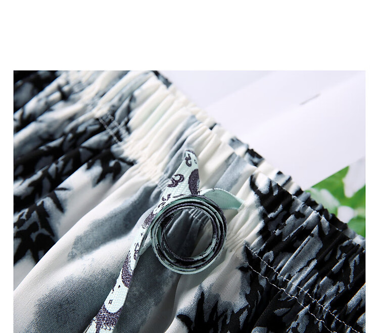 Dme [National Style Ink Painting Impression] Summer Cool, Smooth, Flowing, Thin, Comfortable, Elastic Waist, Slimming, Concealing, Casual Pants 15