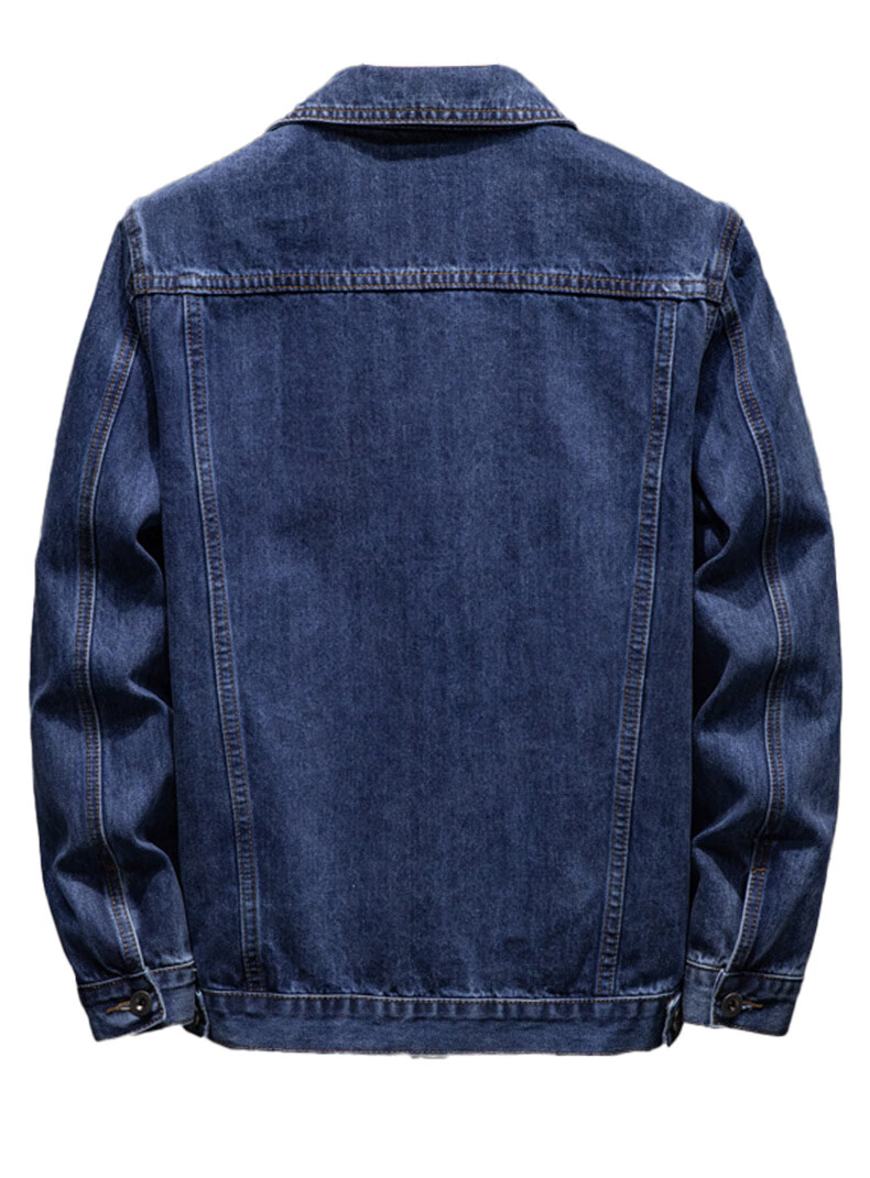 Jeanswest Men's Jacket 2026 Spring Summer Trendy Embroidered Youth Workwear Long Sleeve Denim Coat Loose Fit Dark Blue 4XL 6