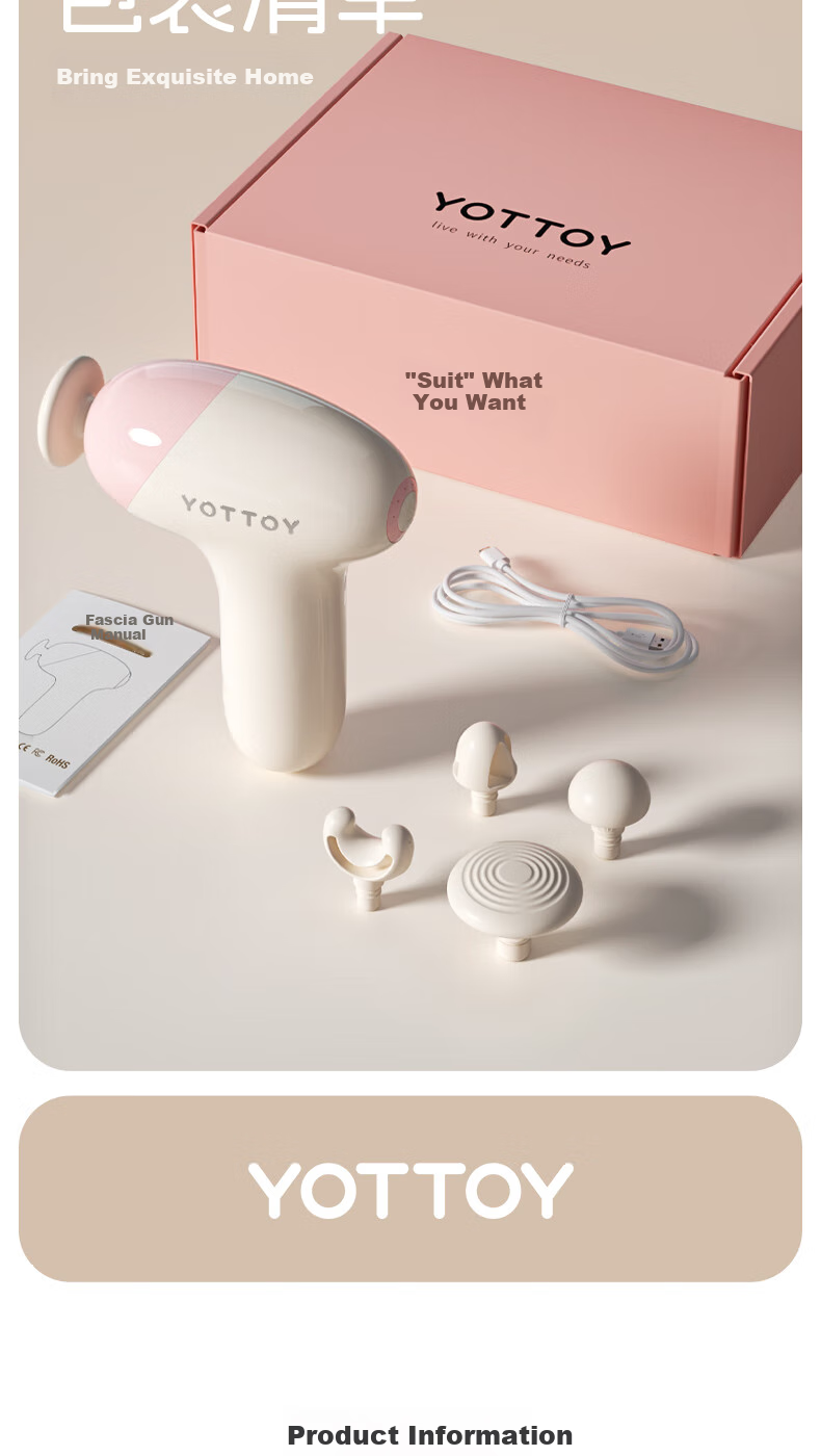Yottoy Fascia Gun Muscle Massager for Women, Mini Massage Gun, Quiet Fitness Professional-Grade Mini Neck Massager 13