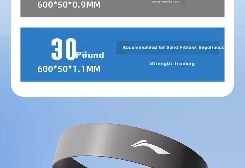 Li-Ning Elastic Resistance Band for Leg Exercises, Fitness, Ankle And Hip Strengthening, Track And Field Strength Training, Rehabilitation, Gray, 10 Pounds 20