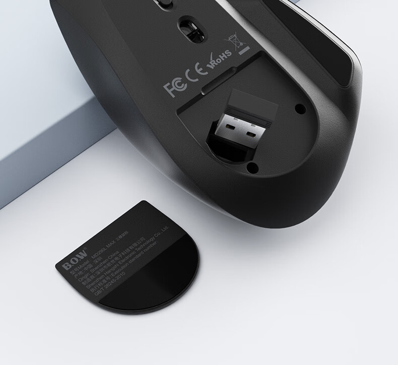 B.O.W Hangshi MD290L MAX Tri-Mode Wired Wireless Bluetooth Charging Mouse Laptop Office Ergonomic Silent Side Dual Scroll Wheel Mouse Silver Black 17