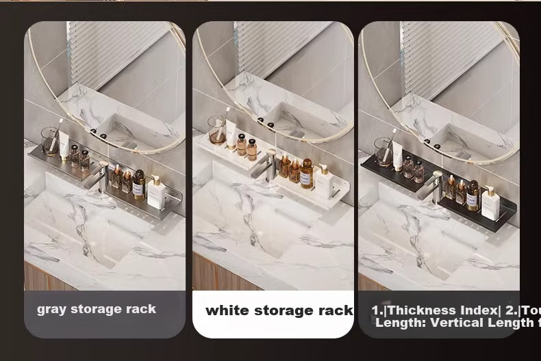 MUYA Mirror Bathroom Storage Rack, Toilet Washbasin Vanity Wall-Mounted Shelf, No Drilling Required, Bathroom Organizer 6