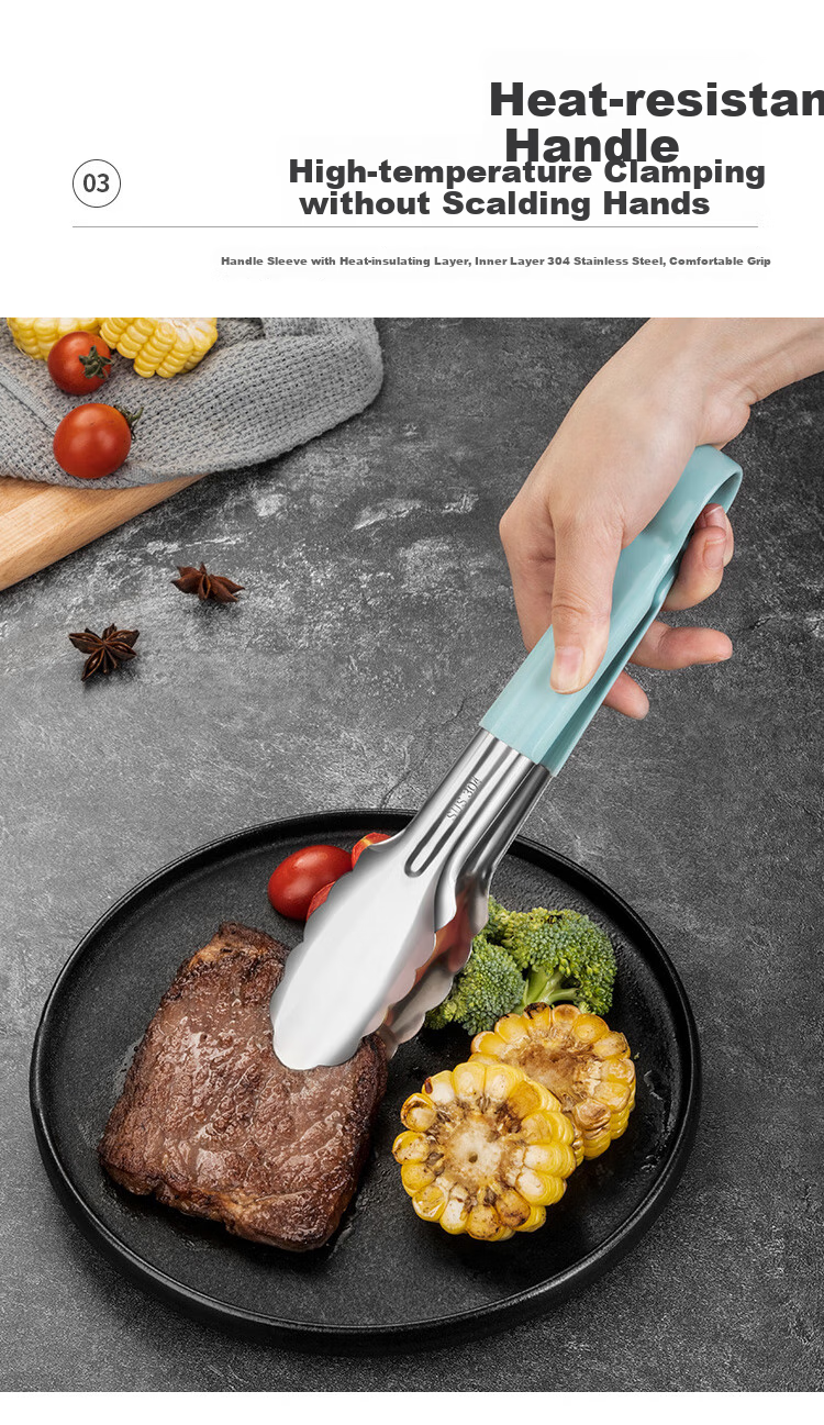 MAXCOOK 304 Stainless Steel Food Tongs, Cake Tongs, Bread Tongs, Baking Tongs, Barbecue Tongs MCJQ-022 6