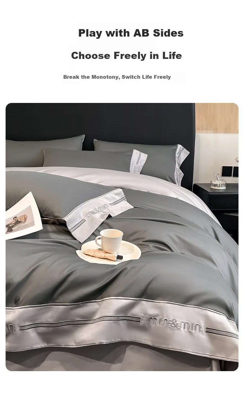 Huangchaojiasi 60s Four-Piece Set, Luxury Long-Staple Xinjiang Cotton, 100% Pure Cotton Duvet Cover And Bed Sheet, for 1.8/1.5 Meter Bed 10