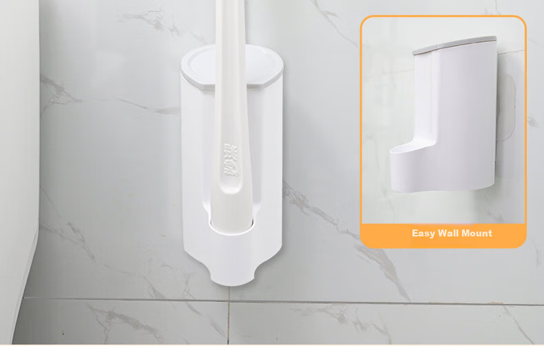 MIAOJIE Disposable Toilet Brush with 7 Replacement Heads, Wall-Mountable, Ready-To Disposable, Orange Oil Stain Removal 7