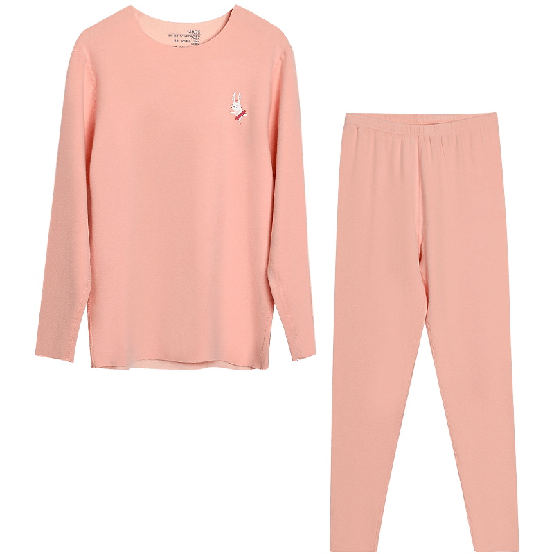 Hodohome Girls Seamless Thermal Fleece Autumn Shirt and Pants Set, Boneless Craft School Uniform Warm Underwear Set 518 150