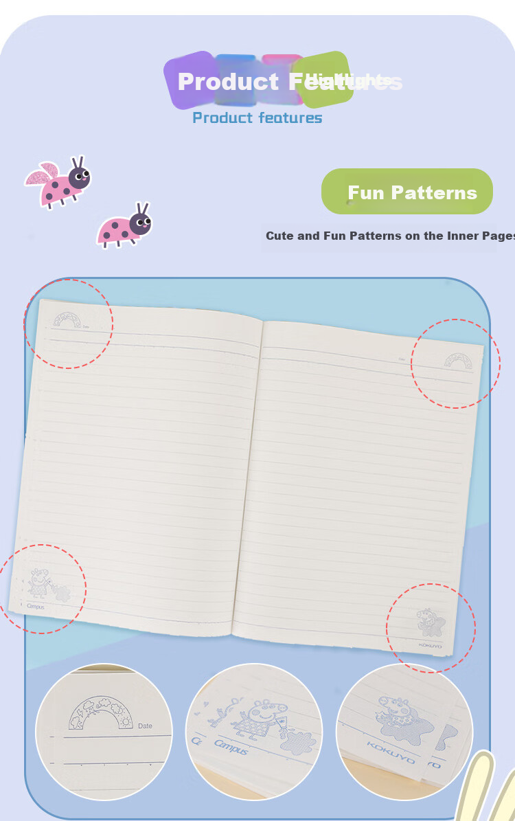 KOKUYO A3/50 Sheets/13mm Ruled Campus Series BIG Campus A3 Notebook Set Extra Large WCN-CRP95E1 3