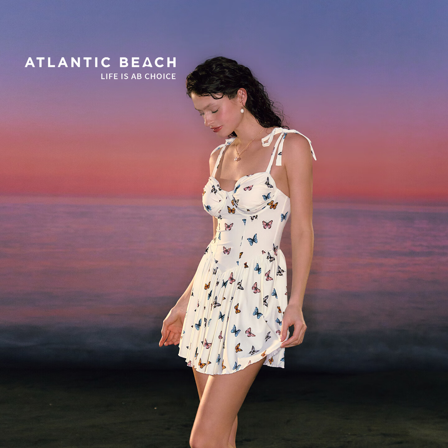 AtlanticBeach 2025 New Popular Butterfly One-Piece Swimsuit for Women Summer High-End Skirt-Style Beach Resort Swimwear