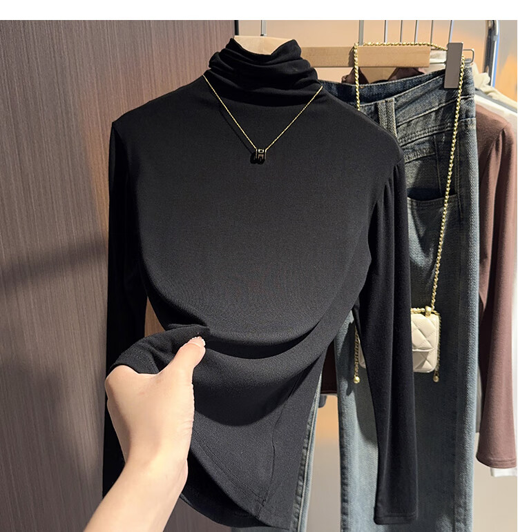 Ordifen Women's Turtleneck Fitted Long Sleeve Base Shirt Black Spring Autumn Winter Warm Stylish Top 4