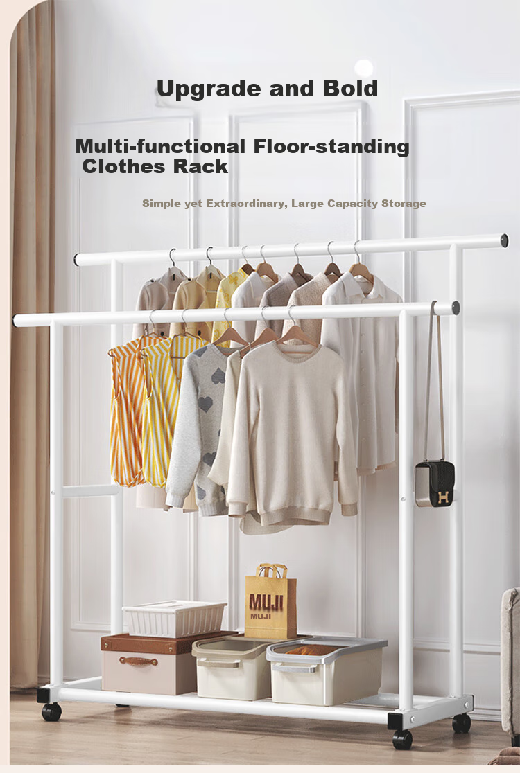 Jingjiayi Floor-Standing Clothes Drying Rack for Balcony, Indoor, Bedroom, Dormitory, Home Use, Simple Shoe And Hat Storage Rack 1