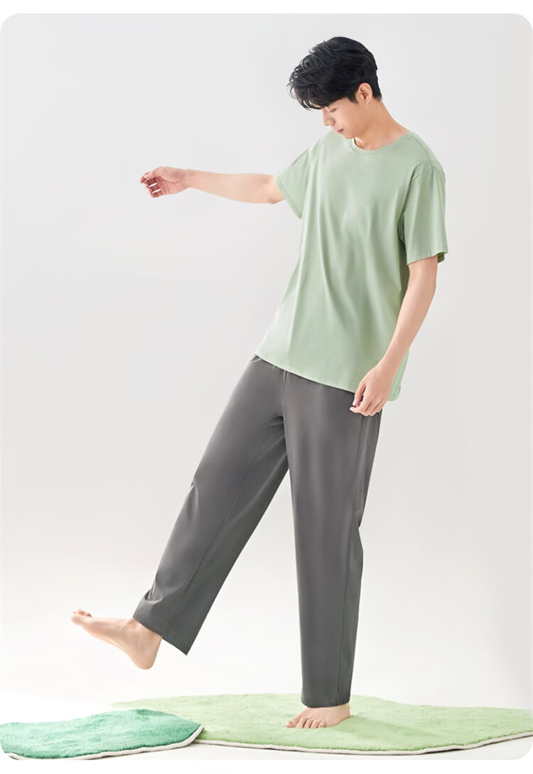 Langsha Men's Pure Cotton Antibacterial Mite-Resistant Casual Sleep Pants Loose Comfortable Long Pants for Spring and Autumn Homewear 2