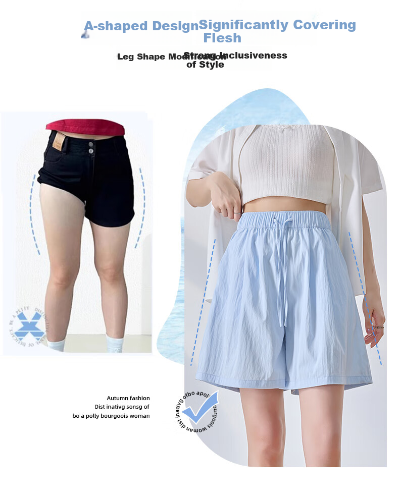 LangSha Ice Silk Shorts for Women, Summer Loose-Fitting Textured Casual Shorts, High-Waisted Wide-Leg Knee-Length Shorts 8
