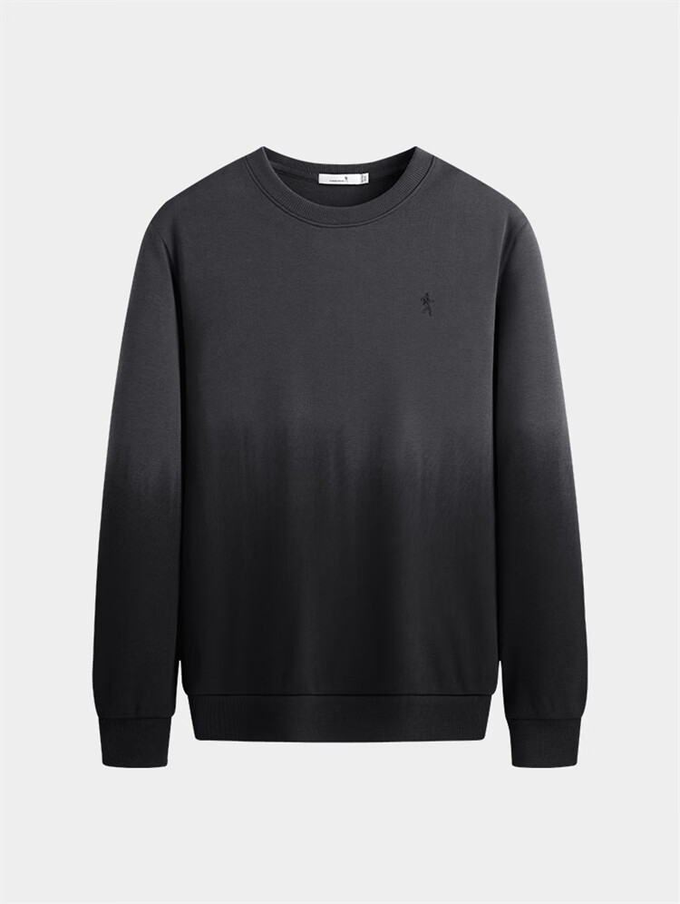 Dancing with Wolves [Anti-Static] Trendy Gradient Comfortable Antibacterial Pullover Casual Crew Neck Men's Sweatshirt 015 Dark Gray XL 1