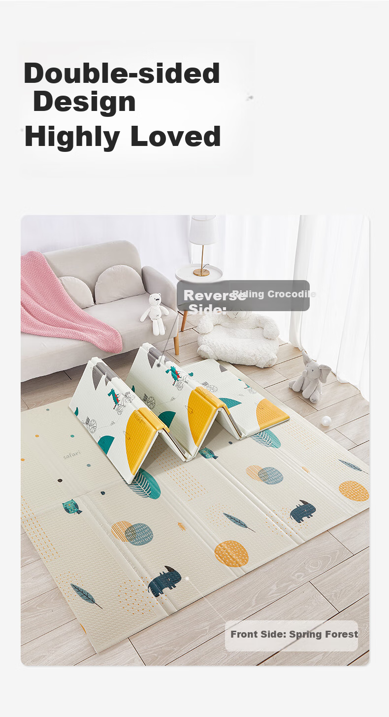 Beiboshi Babybox Crawling Mat, Infant Play Mat, XPE Thickened Double-Sided Foldable Floor Mat, 200*180*2cm 7